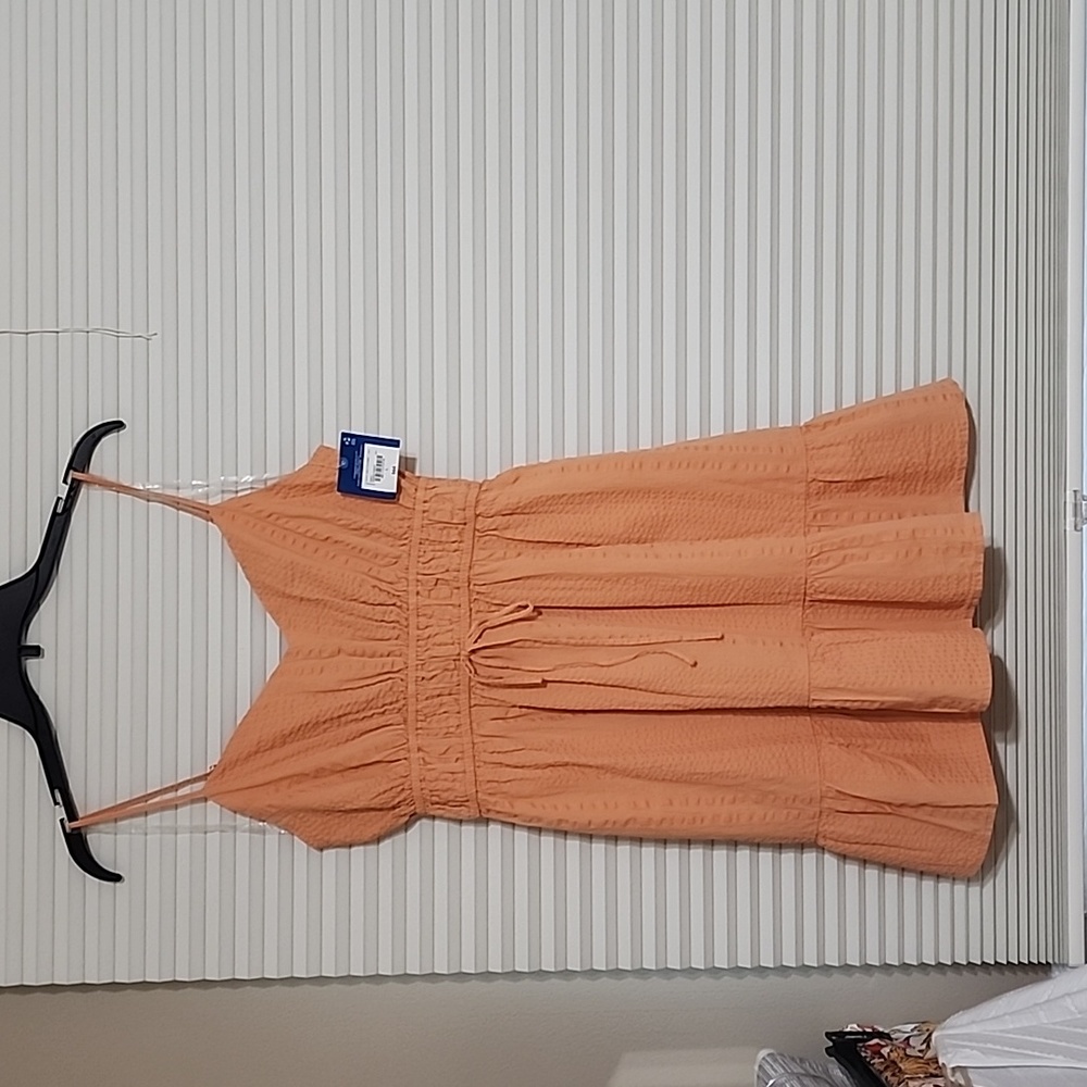 Sweetheart Neckline Cotton Dress Orange- Size Large
